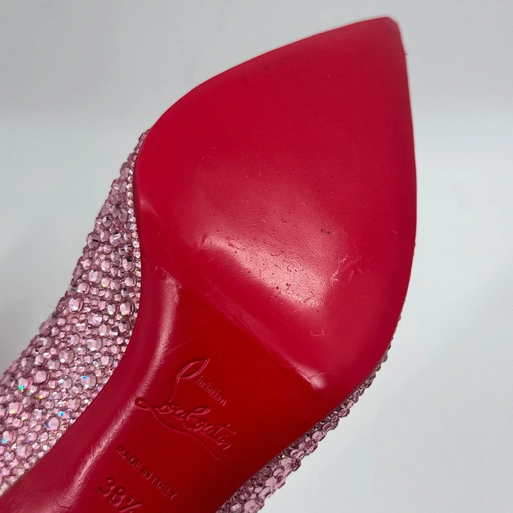 Christian Louboutin Swarovski Crystal Strass Pumps Blush Pink Heels 38.5